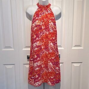 Laundry by Shelli Segal Pink Orange,‎ White Print Halter Dress Size 6